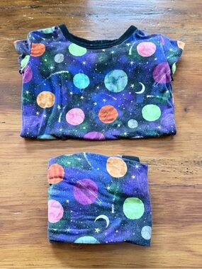2T Cosmic Chaos sleepy sloth bamboo pajamas